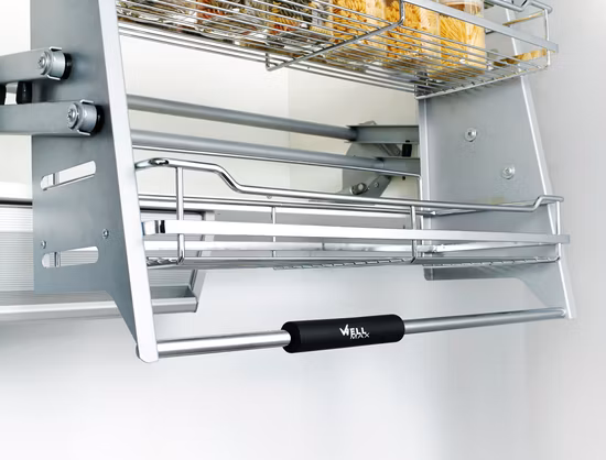Wellmax Multiple-Function Three Side Kitchen Wall Cabinet Organizer Storage Wall Modern Design Lift Downsteel Chrome up Kitchenware Pull out Wire Basket